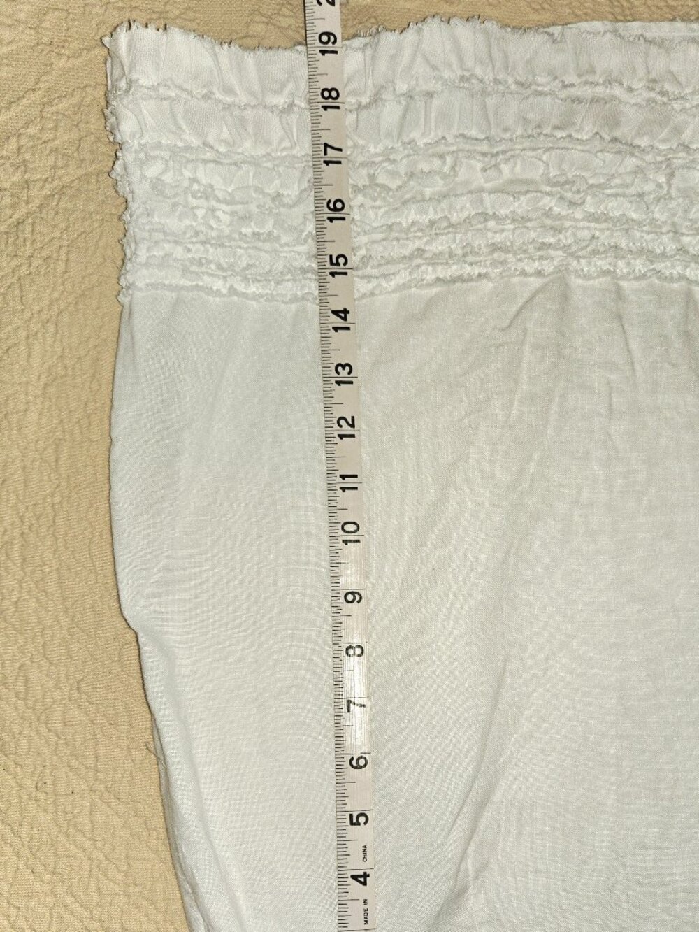 TOMMY BAHAMA White Linen Skirt with Smocked Ruffles - Picture 9 of 10